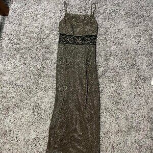 Vintage 90s Bari-Jay Shimmery Prom Dress With Cut Out Detail and Back Slit